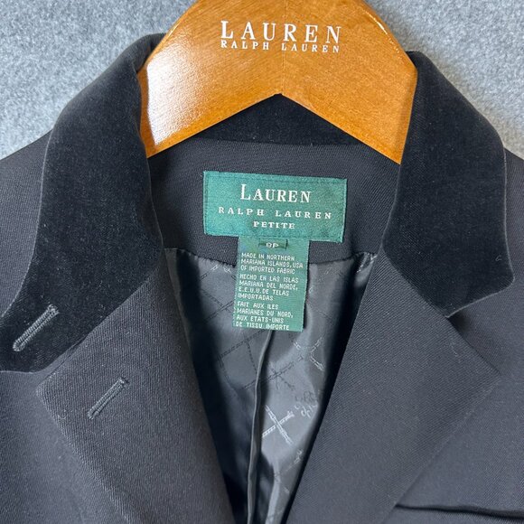 Vintage Lauren Ralph Lauren Black Tuxedo Velvet Collar Equestrian Riding 90s 8P - Picture 8 of 16